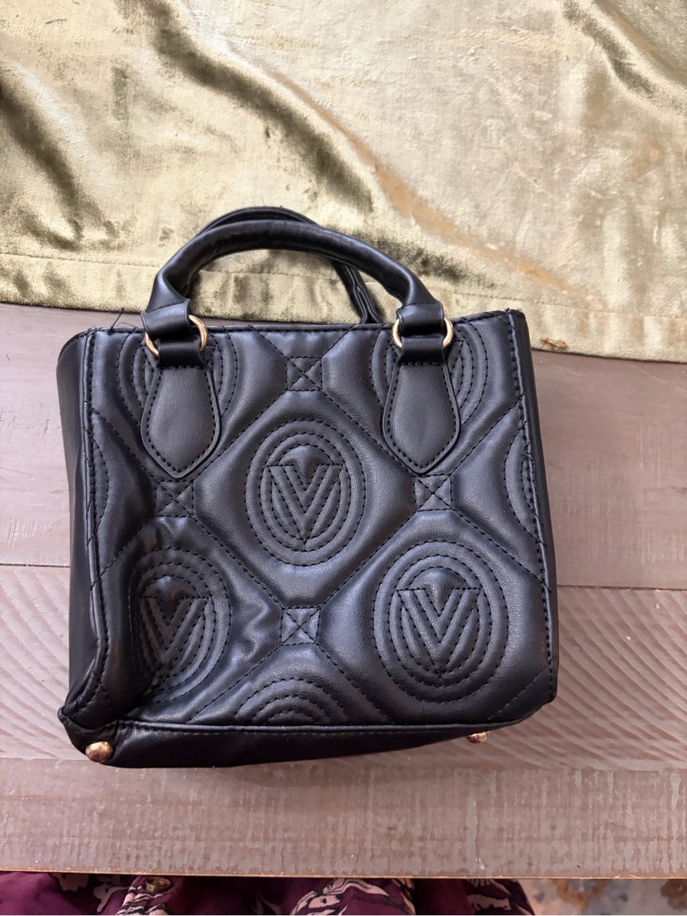 Victoria's Secret Black Quilted Satchel with Gold Hardware